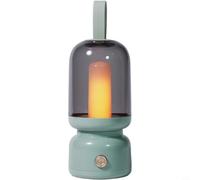 CNANRNANC Lampe de table rétro LED avec effet de flamme chaude 1800 K, rechargeable par USB, veilleuse portable pour décoration de chevet, dîner romantique et ambiance confortable (vert)
