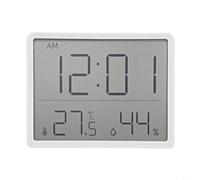 CNANRNANC Moniteur électronique de température et d'humidité avec horloge, grand écran, mode 12/24 heures, aimant de réfrigérateur ou suspension murale pour salon, chambre à coucher (blanc)