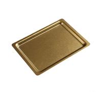 CNANRNANC Plateau de service rectangulaire en acier inoxydable avec bord large, finition dorée et argentée pour la maison et le restaurant, élégant plateau d'apéritif et dessert 30 x 22 cm (doré)