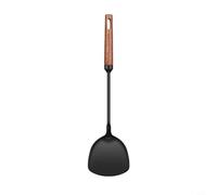 CNANRNANC Spatule pour wok en fer avec manche en bois, ustensile de cuisine résistant à la chaleur, design pelle profonde pour une utilisation efficace en cuisine, noir, idéal pour le restaurant ou la
