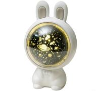 CNANRNANC Veilleuse en forme de lapin, lampe de projection USB avec boîte à musique, 3 diapositives interchangeables, vue céleste, angle réglable, portable, rechargeable, sommeil apaisant (blanc)