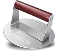 CNARIO Smash Burger Press 16 cm, Presse à Burger en Acier Inoxydable avec poignée Bois, Anti-adhésive, Presse Steak haché pour Barbecue, Idéale pour burga et Smash Burger, Attendrisseurs à Viande
