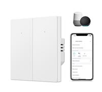CNBINGO Interrupteur d'éclairage intelligent encastré - Double interrupteur mural Wi-Fi - Fonctionne avec Alexa, Google Assistant - Interrupteur WiFi avec LED d'état - Contrôle multiple, minuterie,