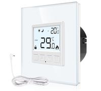 CNBINGO Thermostat numérique d'ambiance encastré avec capteur, thermostat pour chauffage au sol d'eau et chauffe-eau, thermostat mural pour systèmes de chauffage et de refroidissement, blanc avec