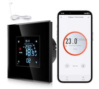 CNBINGO Zigbee Smart Thermostat encastré avec sonde, verre noir | Thermostat d'ambiance numérique pour chauffage au sol et chauffe-eau, compatible avec Alexa/Google Assistant, programmable