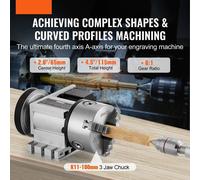 CNC 4e axe - Tête rotative CNC - Fraises - Outils de gravure - Axe multifonctionnel - Mandrin à serrage K11 de 100 mm - Moteur Nema23