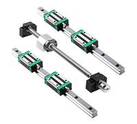 CNCMANS Kit de guidage linéaire comprenant 2 rails linéaires HGR20 800 mm avec 4 blocs coulissants + 1 vis à billes SFU1605 800 mm avec écrou sphérique, support final, embrayage, boîtier d'écrou