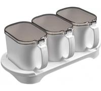 CNfhFRY Ensemble de 3 pots à épices avec couvercles cuillères, contenants, sucrier, pot sel, boîtes cuisine en plastique