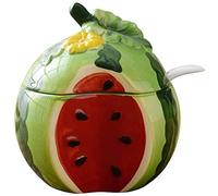 CNfhFRY Sucrier en céramique forme de fruit, salière, poivrier, pot à épices avec couvercle et cuillère