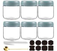 CNKHDZ 4 pièces Bleu 300ml Conteneurs de Repas Nocturnes pour Flocons d'avoine, Salade, Céréales, Snack, Pudding, Yaourt, Bocal Scellable (6 vert, 300ml)