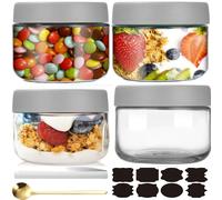 CNKHDZ 4 Pièces Overnight Oats Jar,Blanc 300ml Meal Prep Bocal Avec Couvercle Overnight Oats Bocaux Avec Couvercle,pour confitures maison,aliments pour,mariner,Mason Jar