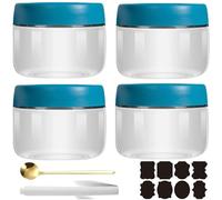 CNKHDZ 4 Pièces Overnight Oats Jar,Bleu 300ml Meal Prep Bocal Avec Couvercle Overnight Oats Bocaux Avec Couvercle,pour confitures maison,aliments pour,mariner,Mason Jar