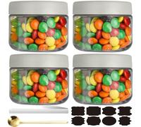 CNKHDZ 4 Pièces Overnight Oats Jar,Gris 300ml Meal Prep Bocal Avec Couvercle Overnight Oats Bocaux Avec Couvercle,pour confitures maison,aliments pour,mariner,Mason Jar