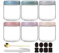 CNKHDZ 6 Pièces Overnight Oats Jar,blanc,rose,bleu,vert,violet,rouge,500 ml Meal Prep Bocal Avec Couvercle Overnight Oats Bocaux Avec Couvercle,pour confitures maison,aliments pour,mariner
