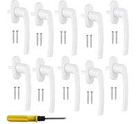 CNKHDZ Lot de 10 poignées de fenêtre en aluminium, poignées de fenêtre en aluminium blanc poignée de porte fenêtre longueur 35 mm serrure pour battants et vasistas installation simple