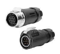 CNLINKO LP-12 Connecteur Circulaire 7 Broches IP68 Étanche - Pour Équipements Extérieurs, Solaire et Machines Industrielles - DC 12V Kit Fiches Mâle/Femelle Renforcé Métal M12 (7-Broches)