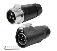 CNLINKO LP-28 Connecteur Étanche à 3 Broches avec Design à Vis, IP68 Fiche Circulaire Aviation, Paire de Fiches Mâle et Femelle M28 (LP28 3-Pin avec Filetage)