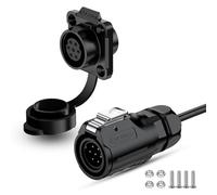 CNLINKO LP16 7 Broches Connecteur Étanche avec Câble de 1 Mètre, Connecteur Électrique Circulaire IP68 Pour Applications Automobiles et Machinerie - M16 Connexion Rapide Mâle Fiche (7 Broches)