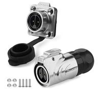 CNLINKO LP16 Connecteur électrique à Montage Inversé, 2 Broches | Fiche Femelle et Prise Mâle, pour Usage Extérieur, étanche IP68, Boîtier Métallique, Connecteur Circulaire, Type Aéronautique