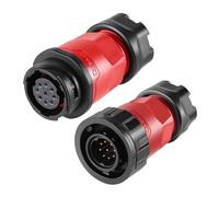CNLINKO YM-20 Connecteur étanche à 9 Broches, IP68 Connecteur Circulaire, connecteur d'alimentation et de données M20, boîtier en Plastique PBT, Connecteur Aviation à Prise Rapide(9 Broches)