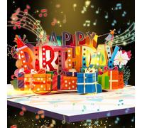 CNLITIHEKA Cartes d'anniversaire Musicales 3D Pop Up, Carte Pop Up d'anniversaire avec Lumière et Musique sur le Thème des Flamancs Roses, Cartes Pop Up d'anniversaire pour Fille, Maman, Femmes