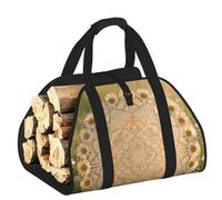 CNTDBU Datura Sac de transport rond pour bois de chauffage en toile robuste avec poignées rembourrées
