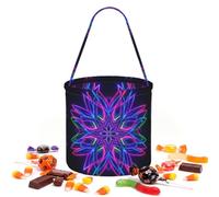 CNTDBU Neon Kaleido Sac de rangement rond pour Halloween | Tissu sergé léger réutilisable pouvant contenir des cadeaux essentiels pour une utilisation en fête