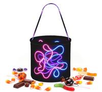 CNTDBU Sac de rangement rond en tube néon pour Halloween | Tissu sergé léger réutilisable pouvant contenir des cadeaux essentiels pour une utilisation en fête