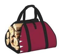 CNTDBU Sac de transport de bois de chauffage avec drapeau du Qatar - En toile robuste - Sac de transport de bûches imperméable avec poignées rembourrées
