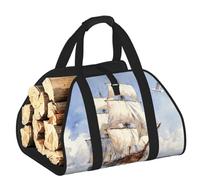 CNTDBU Sac de transport de bois de chauffage en toile robuste pour bateau à voile, sac de transport de bois imperméable avec poignées rembourrées