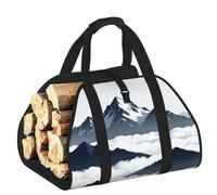 CNTDBU Snow Mountain Peak Sac de transport de bois de chauffage en toile robuste avec poignées rembourrées