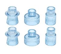 Cnwinu Lot de 6 bougeoirs en verre, porte-bougies chauffe-plat 2-en-1 transparents, chandeliers pour bougies piliers, petits bougeoirs pour bougies piliers pour mariage décoration de table, table à