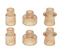 Cnwinu Lot de 6 Photophores en Verre, Photophore Transparent 2-en-1, Porte-Bougies pour Bougies de Table, Petit Porte-Bougie pour Bougie de Table pour Décoration de Mariage, Table à Manger, Fête, Noël