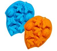 CNYMANY 2 pcs 3D Moules à Gâteau En Silicone, 8-Cavité Moule à Muffins Insectes Cuisine Pâtisserie Plaque De Cuisson pour Fat Bomb Chocolat Bonbons Bonbons Cupcake Savon Bougie - Bleu, Orange