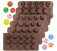 CNYMANY Fleur Moules à Chocolat en Silicone Antiadhésif - 15 Formes pour Bonbons, Gelée, Bacs à glaçons et Casseroles de cuisine