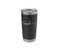 Coach Typographie dorée élégante avec un cadeau en forme de cœur Gobelet isotherme en acier inoxydable double paroi