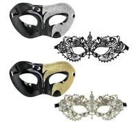 COACOM 4 Masques De Mascarade Utilisés pour Deux Couvrent Le Visage Et sont Confortables À Porter, Adaptés Aux Festivals Et Aux Scènes D'Habillage De Fête.