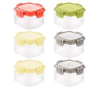 COACOM Lot de 6 boîtes à sauce, carrées, avec couvercle, en plastique PE, conviennent pour le stockage des sauces dans la cuisine (jaune, gris, rouge, vert)