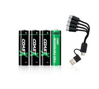 Coast Piles rechargeables AA Zithion‑X USB‑C 2400 mAh 1,5 V - Lot de 4