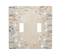 Coastal Gull Plaque de protection pour interrupteur double en plastique beige de taille standard pour chambre à coucher, salle de bain, cuisine, entrée