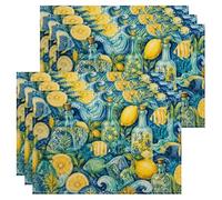 Coastal Lemon Lot de 6 sets de table vintage inspirés de la nature pour table de salle à manger, décoration d'été, antidérapants, lavables pour intérieur et extérieur