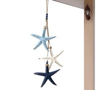 Coastal Tree Ornament - Wooden Starfish Pendant, Fish Hanging Decor for Far