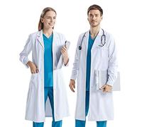 CoatCool Blouse Blanche de Chimie en Coton, Laboratoire Médical Manche Longue avec Poche et Bouton pour Femme et Homme, Scientifique Hospital Cosplay, XXL