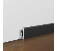 Coayuou Baguette De Plinthe en Aluminium 125 Cm Lot De 2, Protection Murale Durable Et Étanche, Décoration pour Sol Stratifié, Bordure De Sol pour Maison(A-Black,4cm)