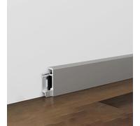 Coayuou Baguette De Plinthe en Aluminium 125 Cm Lot De 2, Protection Murale Durable Et Étanche, Décoration pour Sol Stratifié, Bordure De Sol pour Maison(A-Silver Graym,4cm)