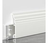 Coayuou Cache-plinthe en Alliage D’Aluminium Anodisé - 125 Cm X2, Profilé De Protection De Bord De Mur Étanche, Finition Décorative pour Sols Stratifiés, Bureau Et Salon(Diamond White,8cm)