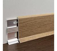 Coayuou Moulure De Finition en Alliage D’Aluminium Effet Bois 125 Cm X 2 Pièces Cache Plinthe Étanche Profilé De Bordure Mur Et Sol pour Cuisine, Salle De Bain Et Salon(KA5604)