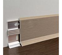 Coayuou Moulure De Finition en Alliage D’Aluminium Effet Bois 125 Cm X 2 Pièces Cache Plinthe Étanche Profilé De Bordure Mur Et Sol pour Cuisine, Salle De Bain Et Salon(KA5606)