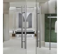 Coayuou Poignée De Porte D’Entrée en Acier Inoxydable, Lot De 2, Poignée Tubulaire Ronde, Longueurs 600/800/1000/1200/1500 Mm, pour Porte D’Entrée, Porte D’Accès(A-Silver,800mm)