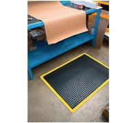 COBA Revêtement de sol pour poste de travail Tapis prêt à l'emploi L1200xB900xS14mm noir/jaune Caoutchouc SBR